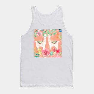 Llama in floral paradise | Watercolor | Pattern Tank Top